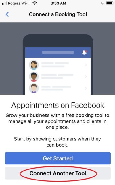 choose connect to another tool on facebook app