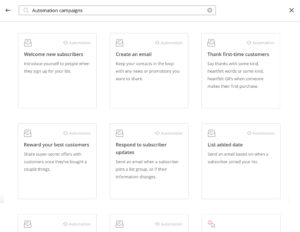 screenshot of mailchimp automation