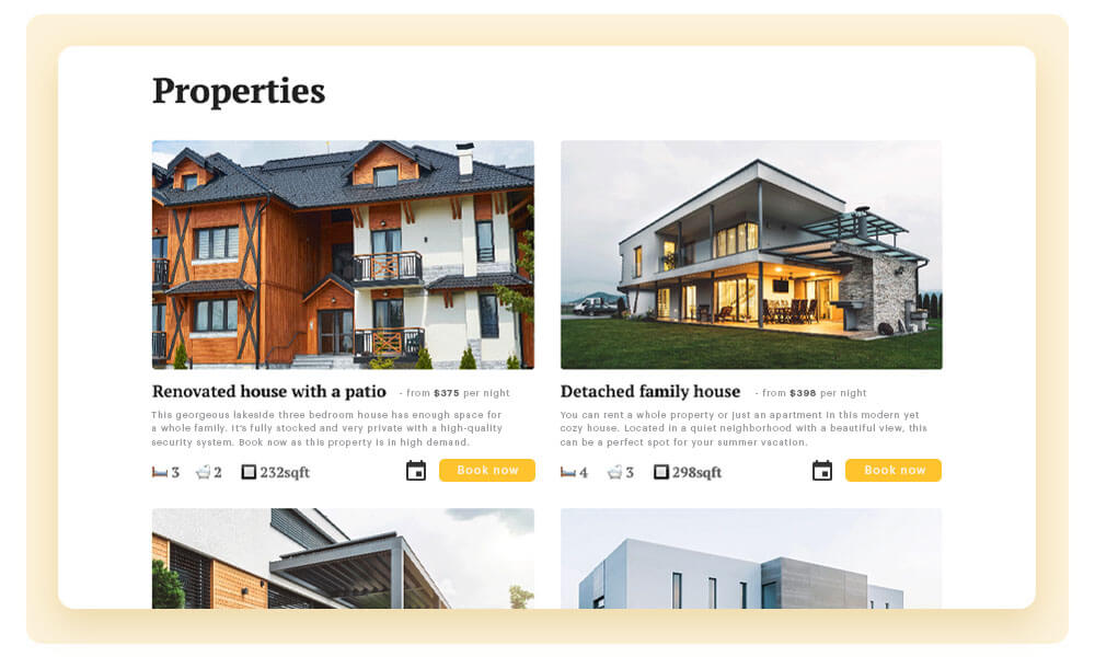 Vacation rental web design