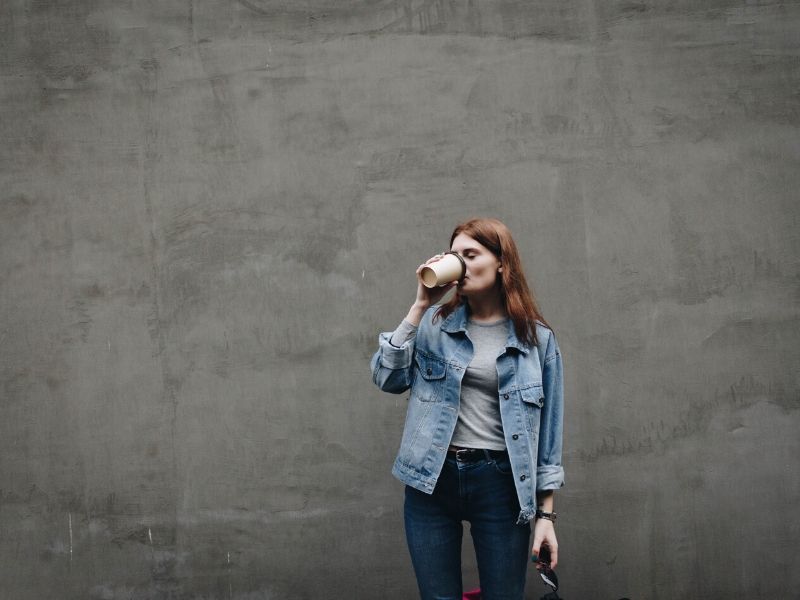 woman drinking coffee