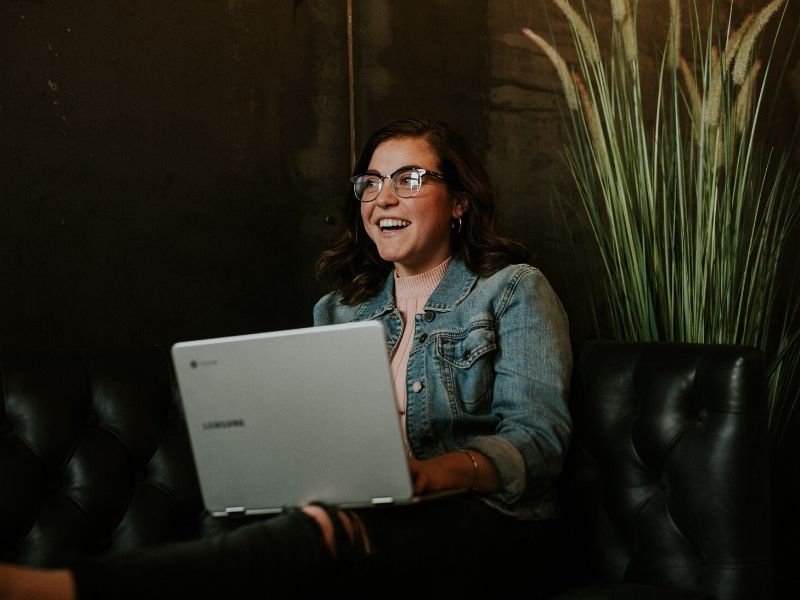 woman using laptop for automation