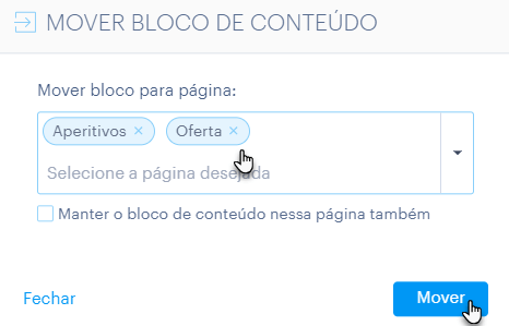 Mover um bloco de conteúdo pelo site