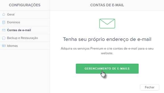 Criar nova conta de e-mail Webnode