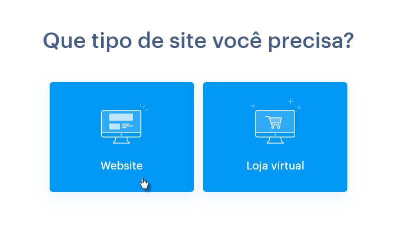 Escolher tipo de site na Webnode