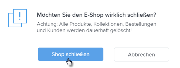 Online-Shop zur Webseite hinzufügen und entfernen