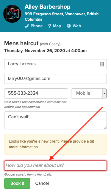 how did you hear about us booking info