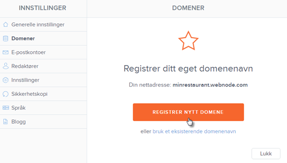 Registrer nytt domene