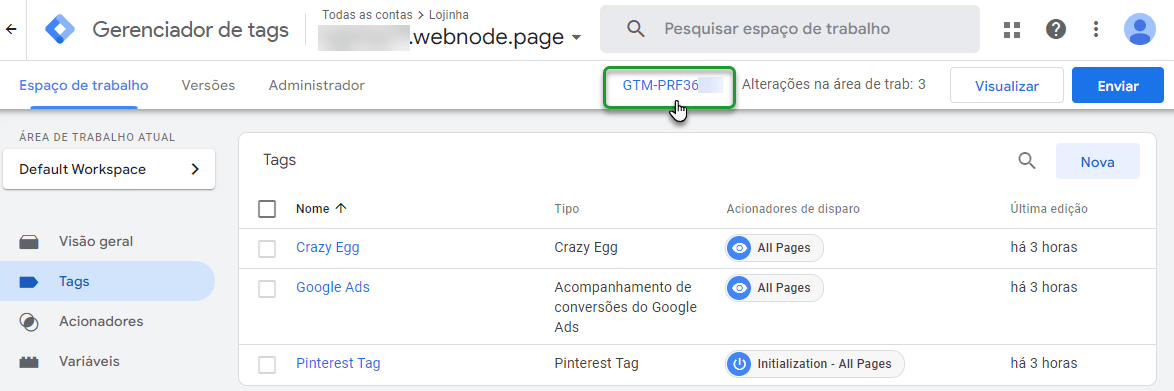 Embutir Google Tag Manager