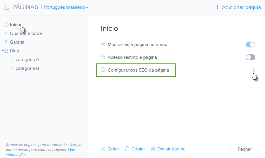 Adicionar widget de Facebook ao site Webnode