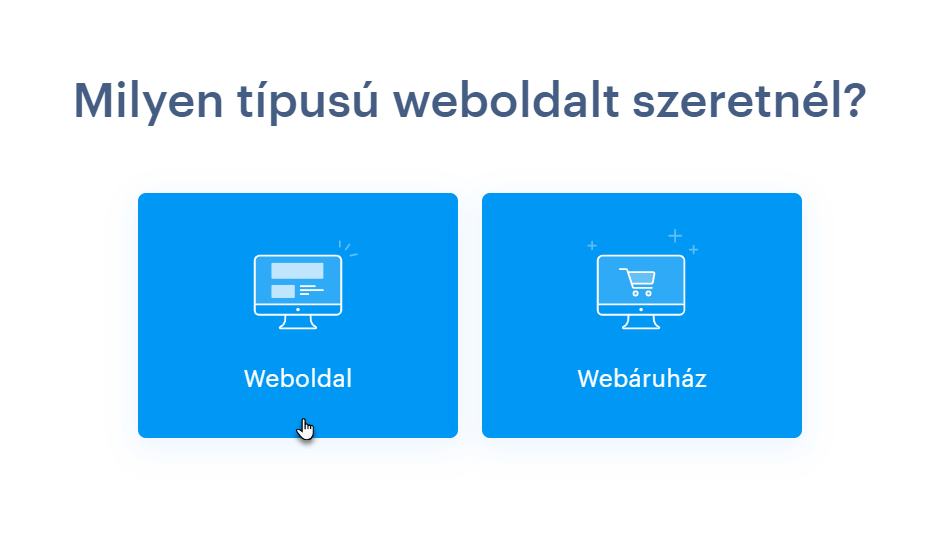 weboldal típusának kiválasztása