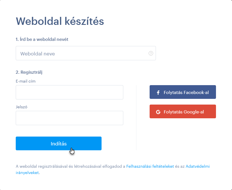 weboldal létrehozása