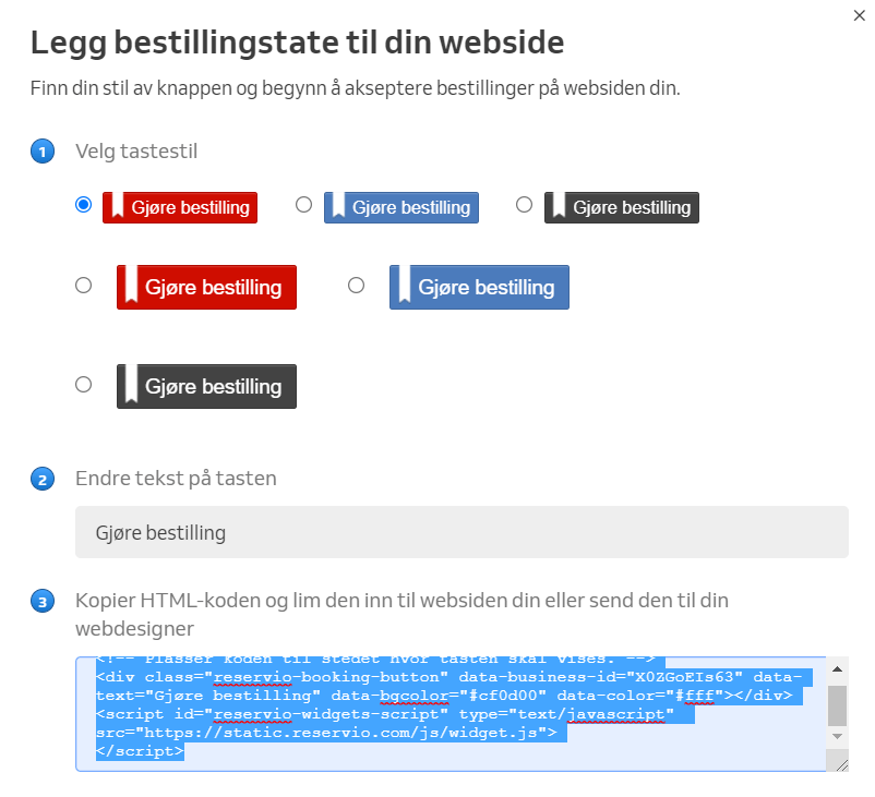 kopier HTML koden