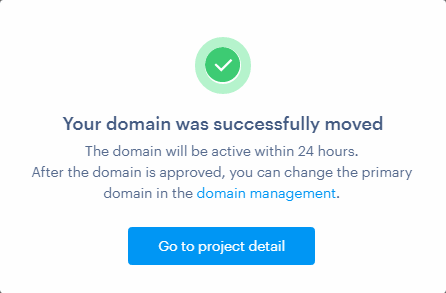 Domain successfully moved